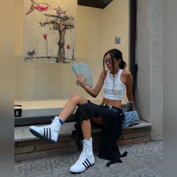 ADIDAS Box Hog 4 Boxing Boots White Grey Lilac Womens 10.5 - Picture 16 of 16